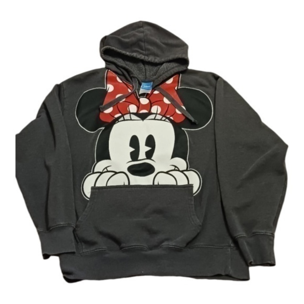 Disney Minnie Mouse Peeking Head Hoodie Gray